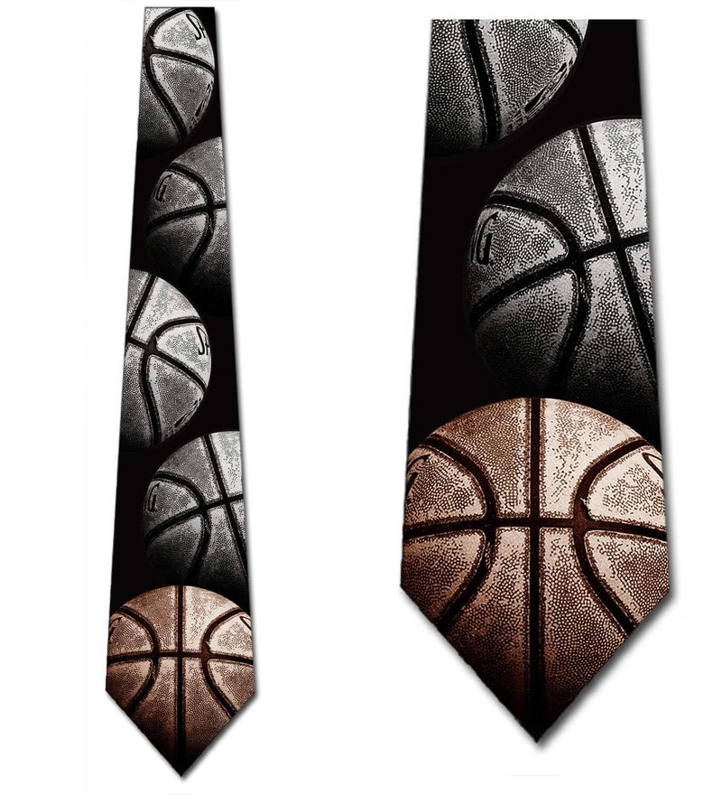 Three Rooker Basketball Stacked Ties Mens Sports Necktie - Image 2